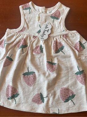 Oh Baby! Strawberry Print Baby Dress - Pink & Green. 12/18 mo.NWT